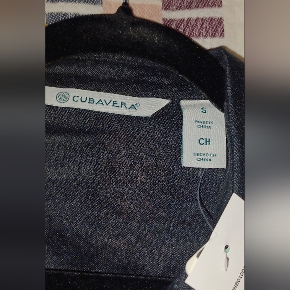 NWT Cubavera 100% linen short sleeve button up dress black Small - Picture 6 of 8